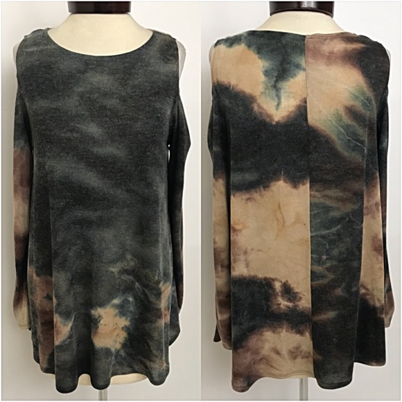 Tie Dye Cold Shoulder Tunic Top SM NEW - Picture 5 of 6
